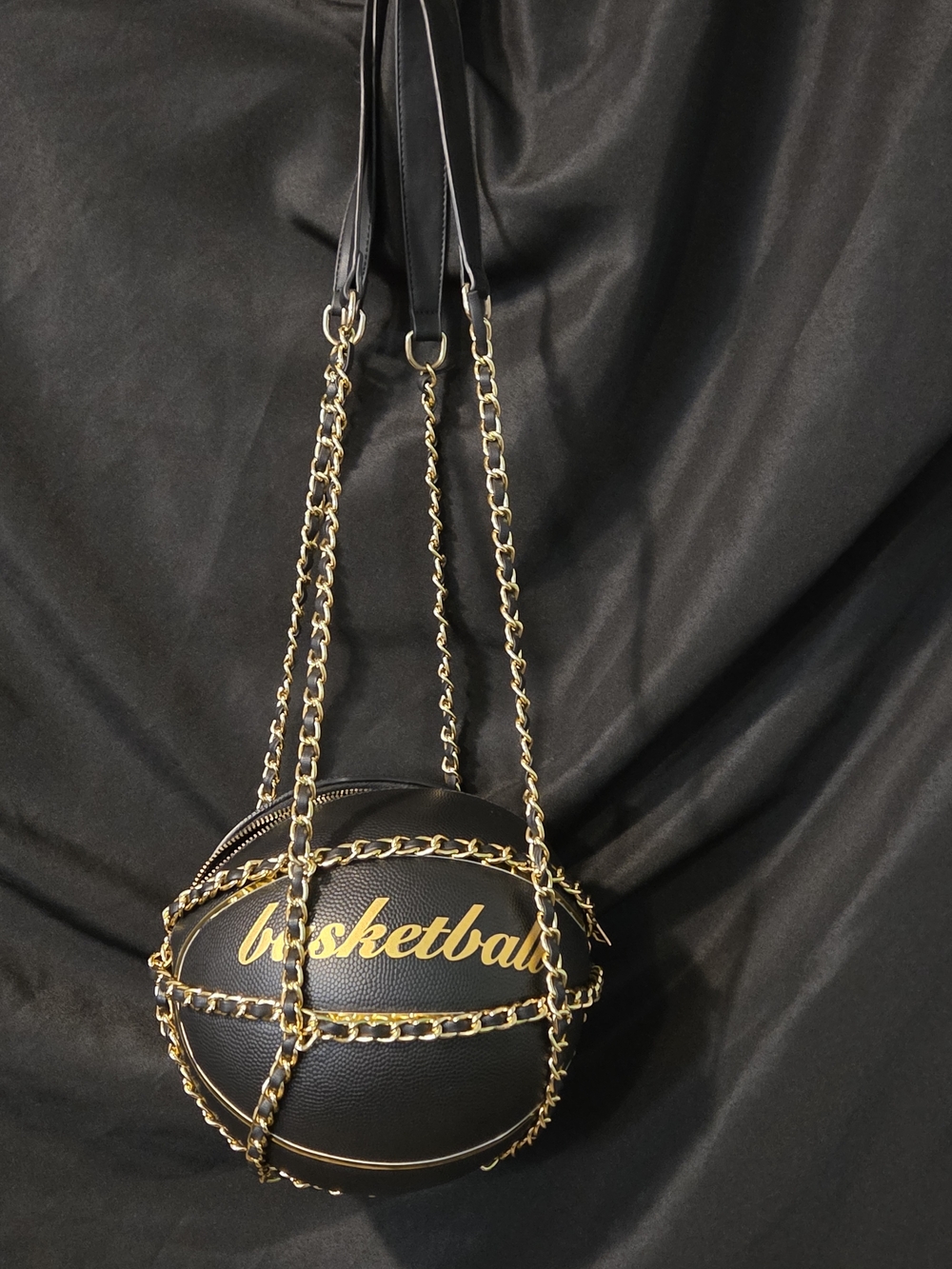 Black & Gold Basketball Crossbody Bag - Women